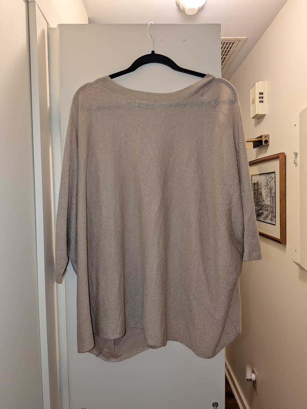Lightweight Champagne Shine Knit Scoop Neck Sweater 3X